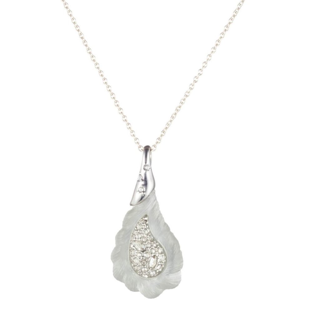 frosted Lucite Paisley Crystal Necklace